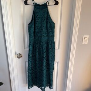 LOFT Teal Lace Midi Dress